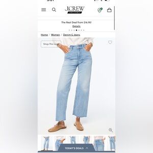J. Crew Women's Sky Blue Wide-leg cropped jean in all-day stretch size 28